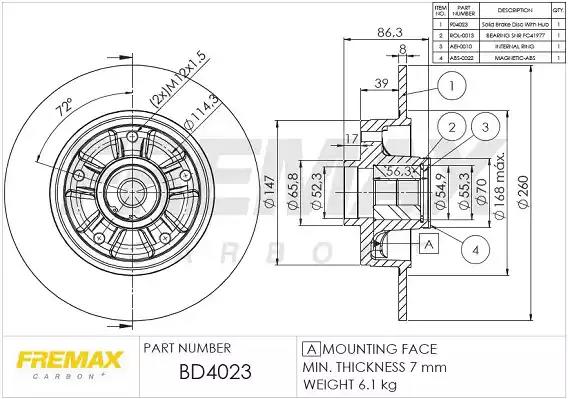 BD-4023 Fremax Гальмівний диск для Renault Megane