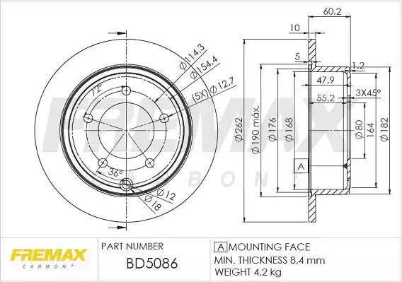 BD-5086 Fremax Гальмівний диск