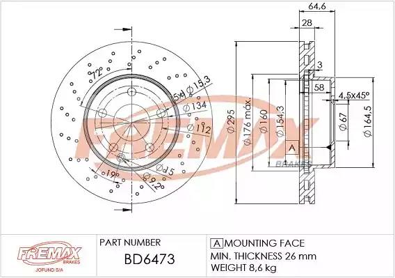 BD-6473 Fremax Тормозной диск для Mercedes C-Class