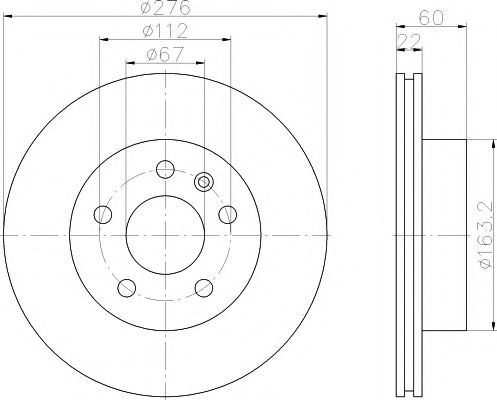 8DD 355 104-521 Hella Pagid Гальмівний диск