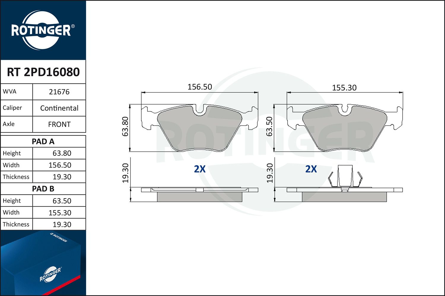 rt2pd16080 Rotinger Гальмівні колодки для BMW 5 Series