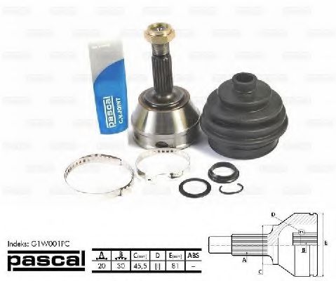 G1W001PC Pascal ШРУС для Volkswagen Polo