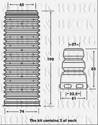 BPK7001 Borg & Beck Комплект (пильники + відбійники)