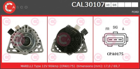 CAL30107AS Casco Генератор для Ford Focus