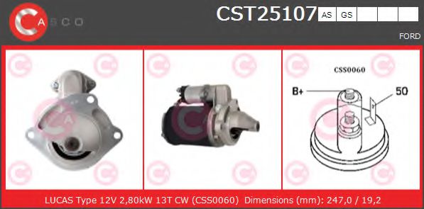 CST25107AS Casco Стартер для Ford Transit