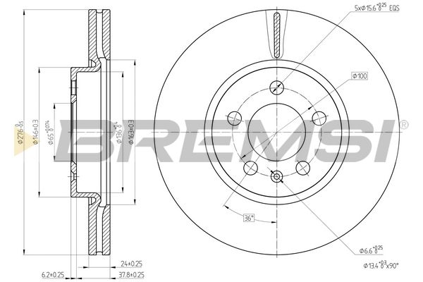 cd8664v Bremsi Тормозной диск