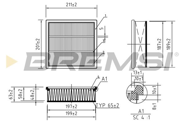 fa0563 Bremsi Повітряний фільтр для Opel Corsa