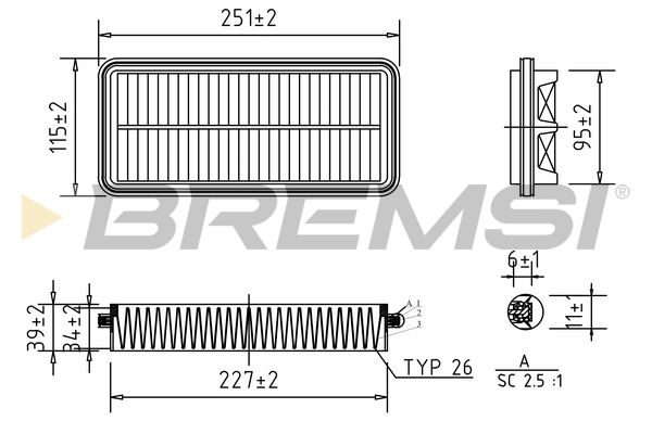 fa0609 Bremsi Воздушный фильтр для Kia Picanto