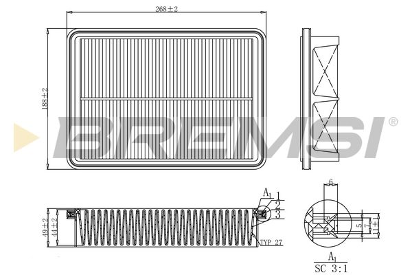 fa1192 Bremsi Воздушный фильтр для Hyundai H-1