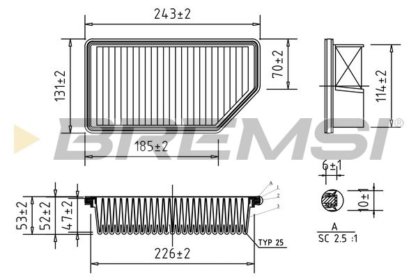 fa0604 Bremsi Воздушный фильтр для Kia Rio