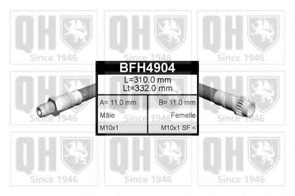 BFH4904 Quinton Hazell Гальмівний шланг для Peugeot 206