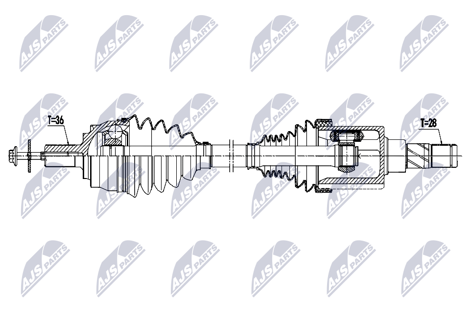 npwvv170 NTY Піввісь для Volvo V40
