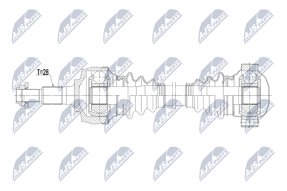 npwps019 NTY Піввісь для Porsche Boxster