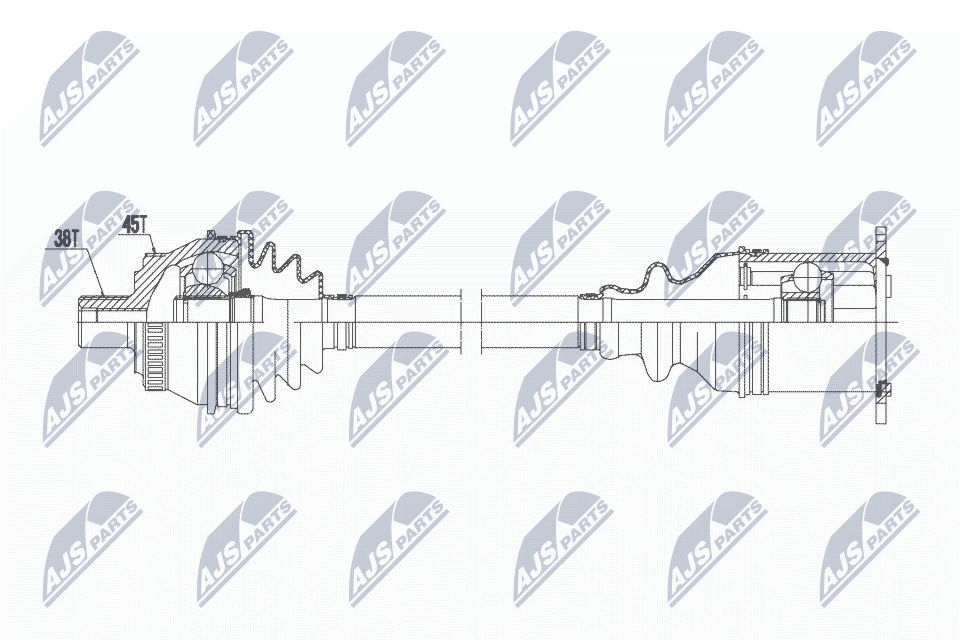 npwau017 NTY Піввісь для Audi A4
