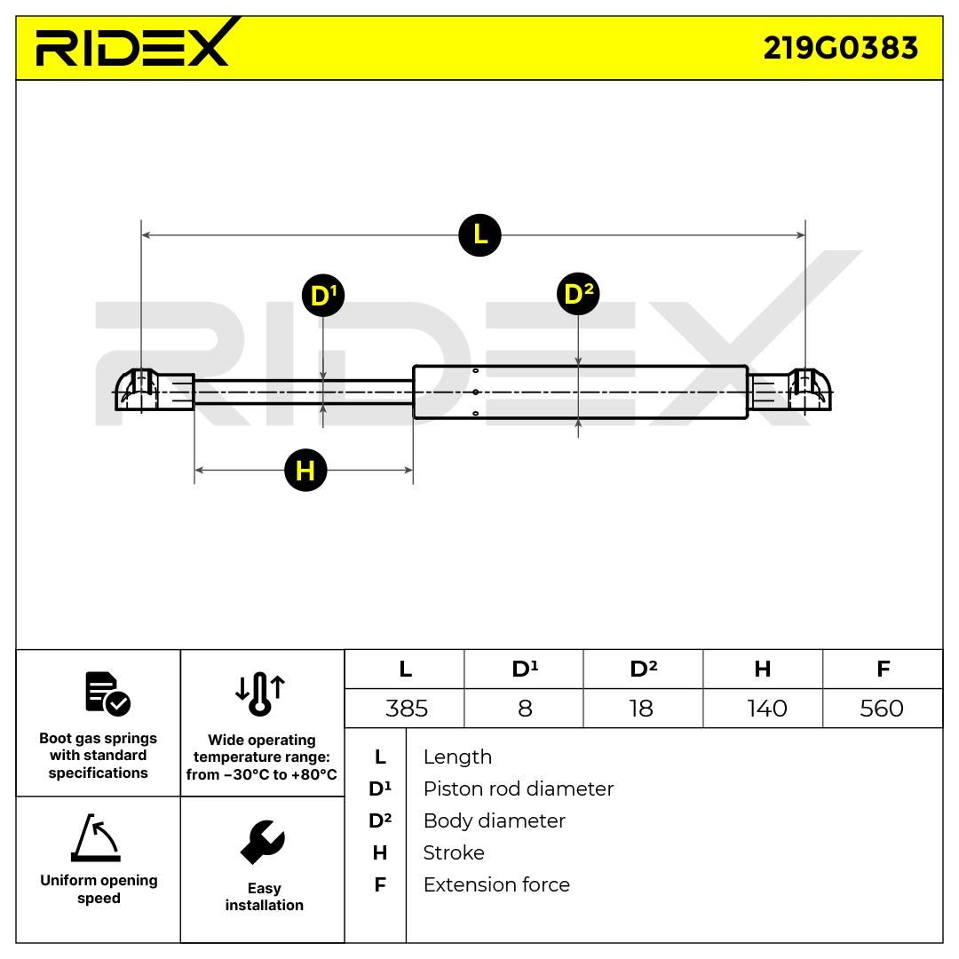 219g0383 RIDEX Газовий упор багажника для Lancia Lybra