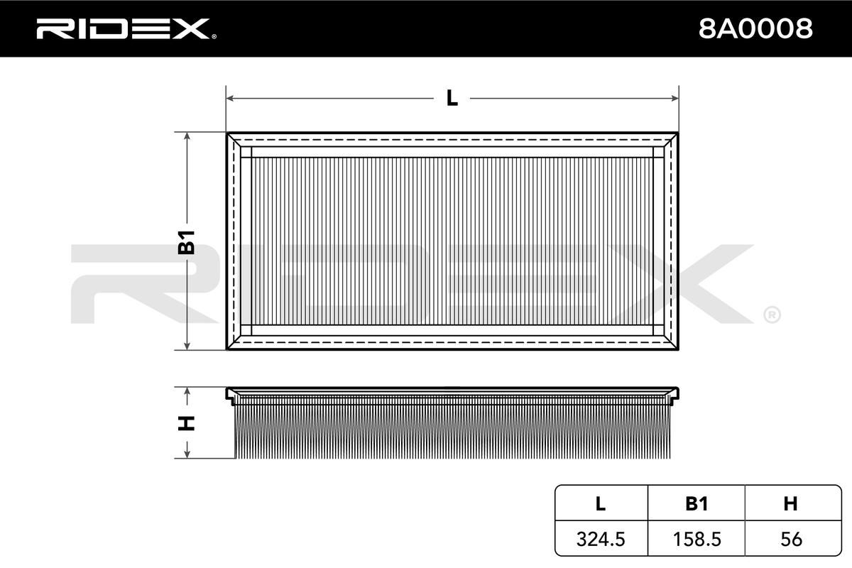 8a0008 RIDEX Воздушный фильтр