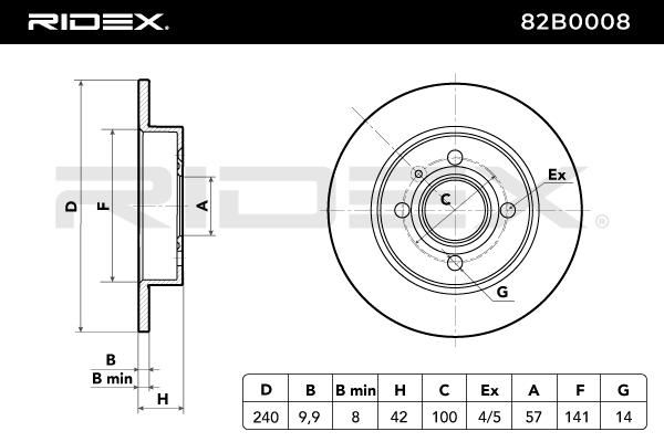 82b0008 RIDEX Тормозной диск