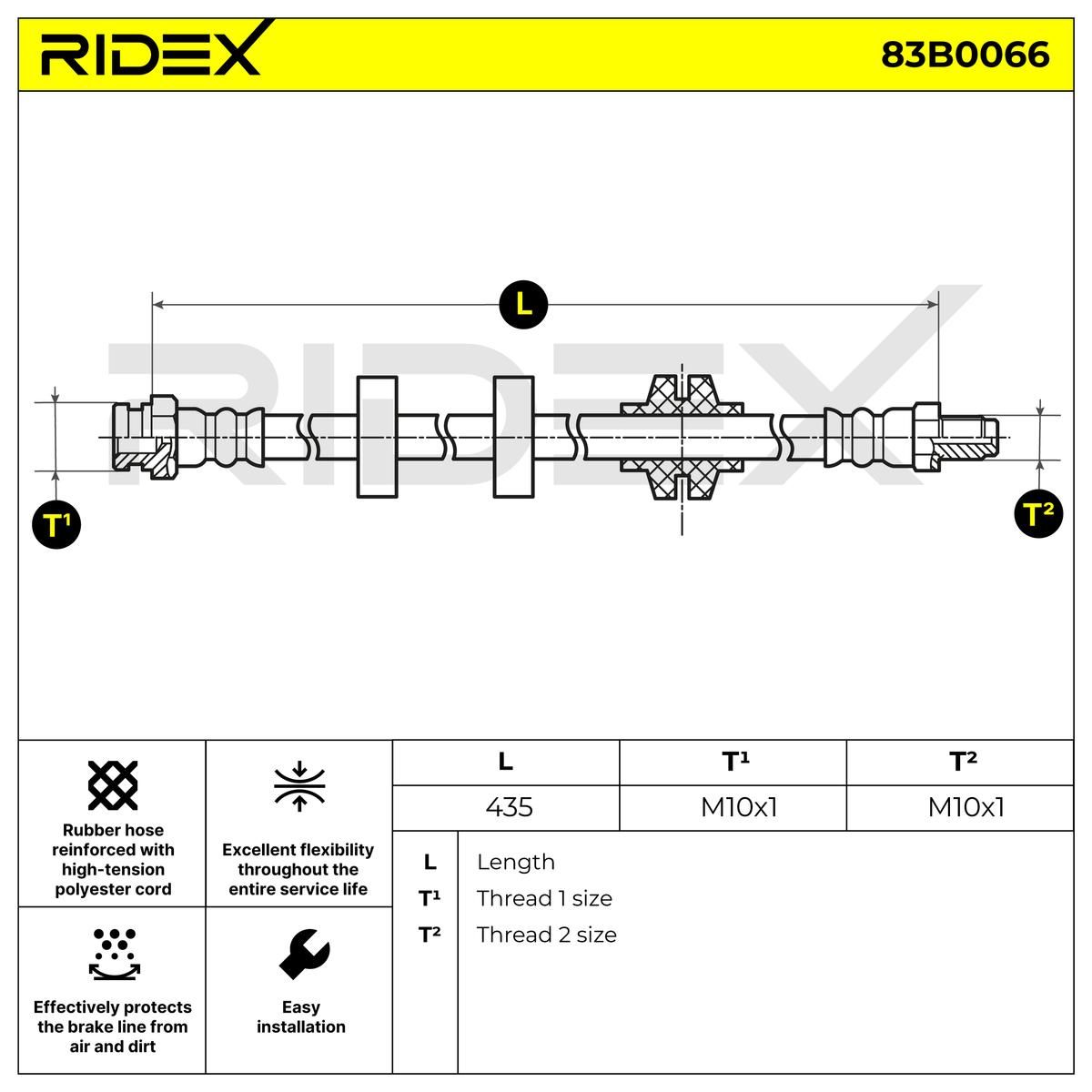 83b0066 RIDEX Гальмівний шланг