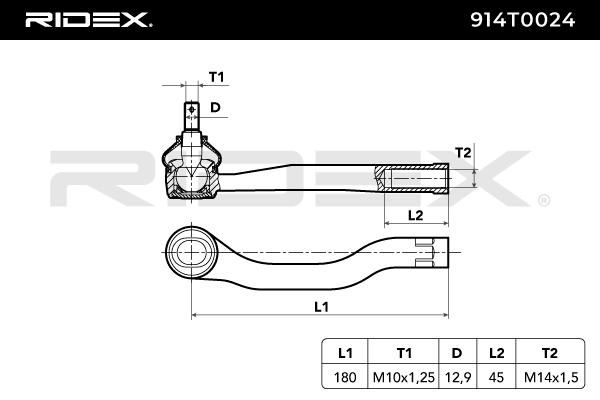 914t0024 RIDEX Наконечник рулевой тяги