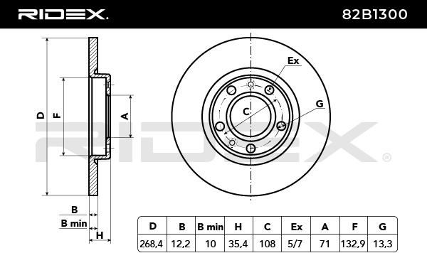 82b1300 RIDEX Тормозной диск