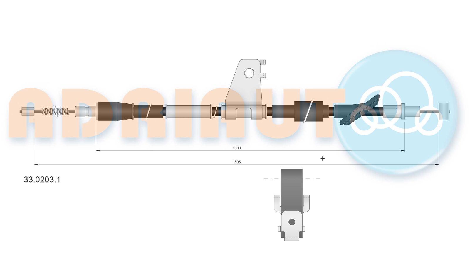 3302031 Adriauto Трос ручного гальма для Opel Agila