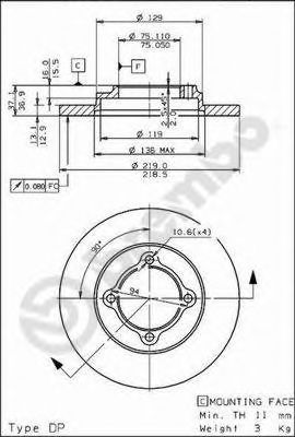 08.5741.20 Brembo Гальмівний диск для Kia Pride