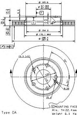 09.8681.11 Brembo Гальмівний диск