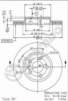 09.9631.34 Brembo Тормозной диск