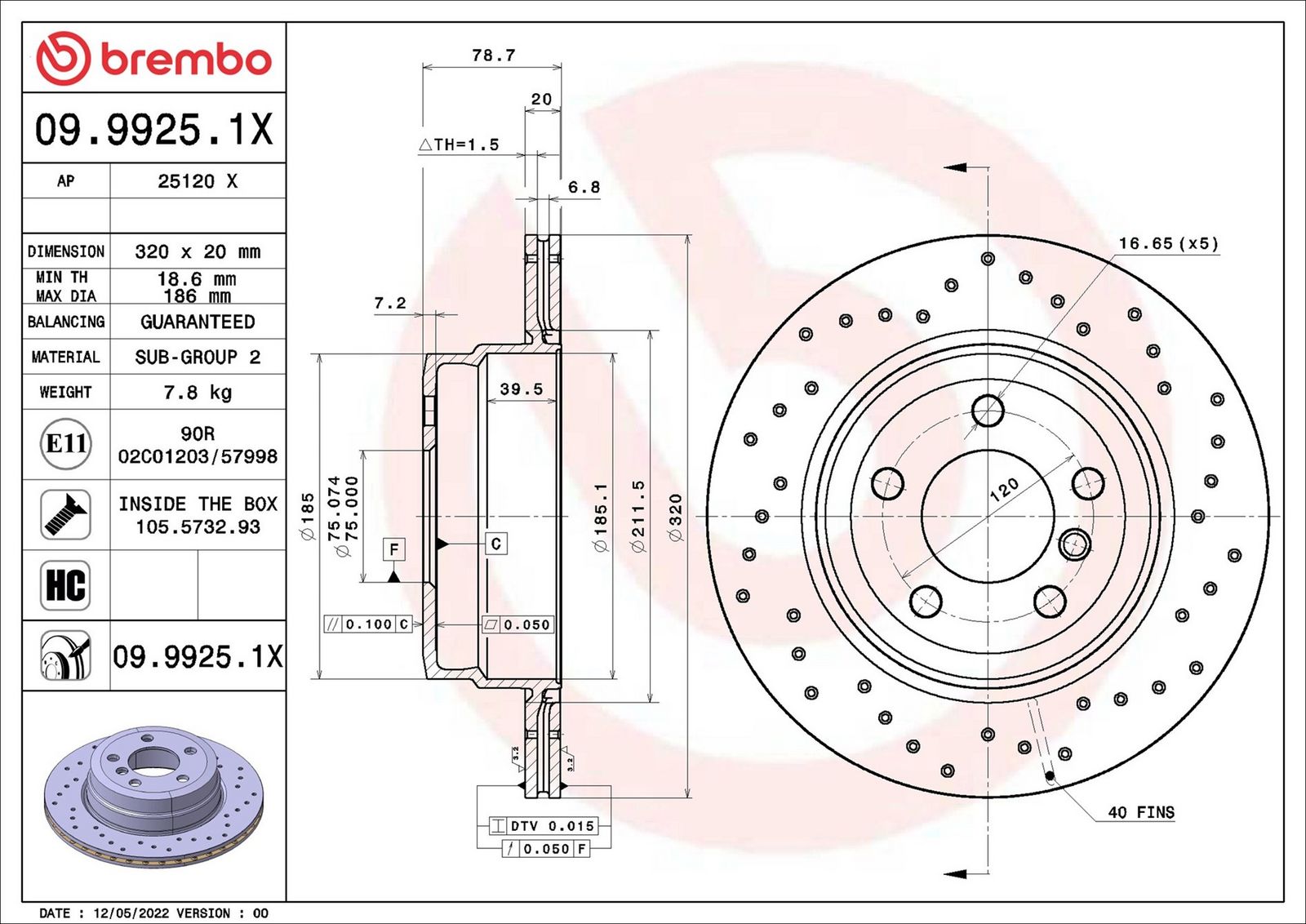 0999251x Brembo Гальмівний диск