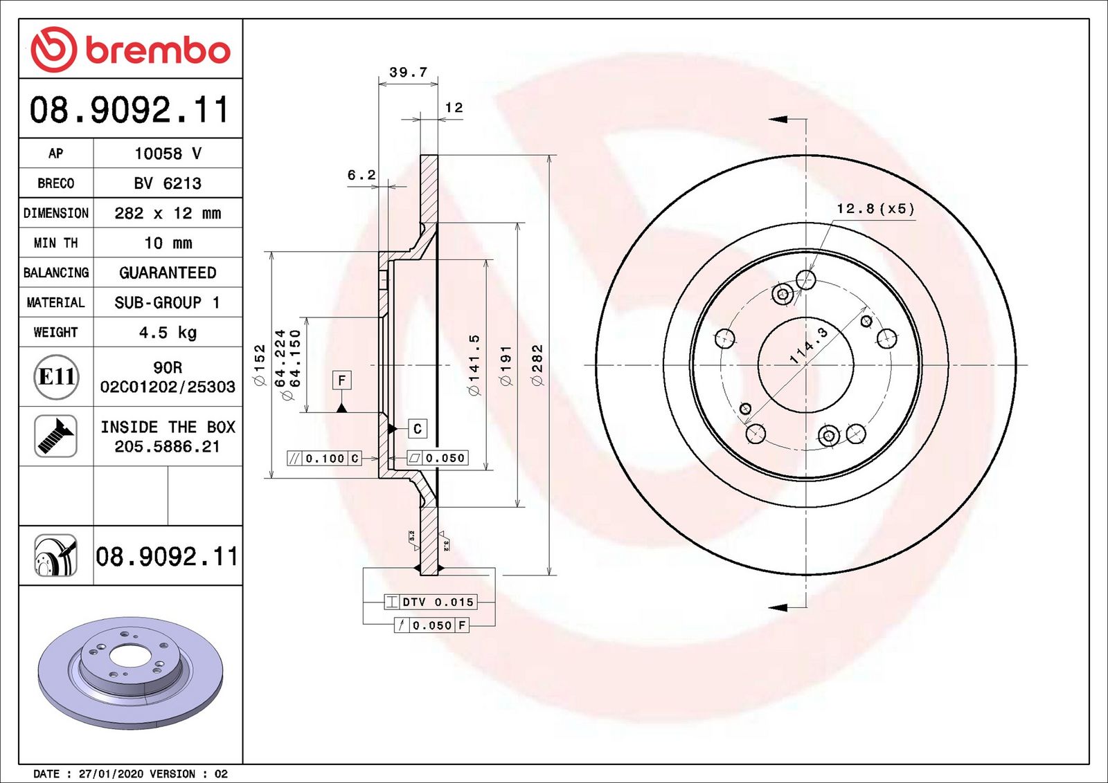 08909211 Brembo Тормозной диск для Honda S2000