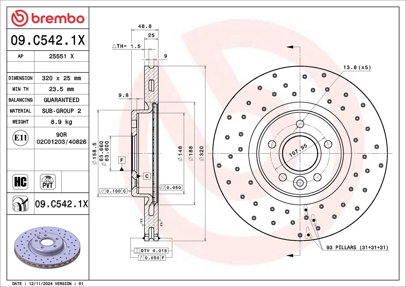 09c5421x Brembo Гальмівний диск