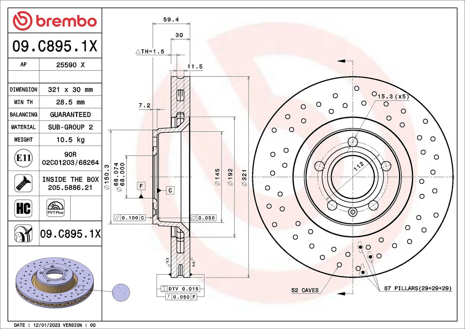 09c8951x Brembo Тормозной диск