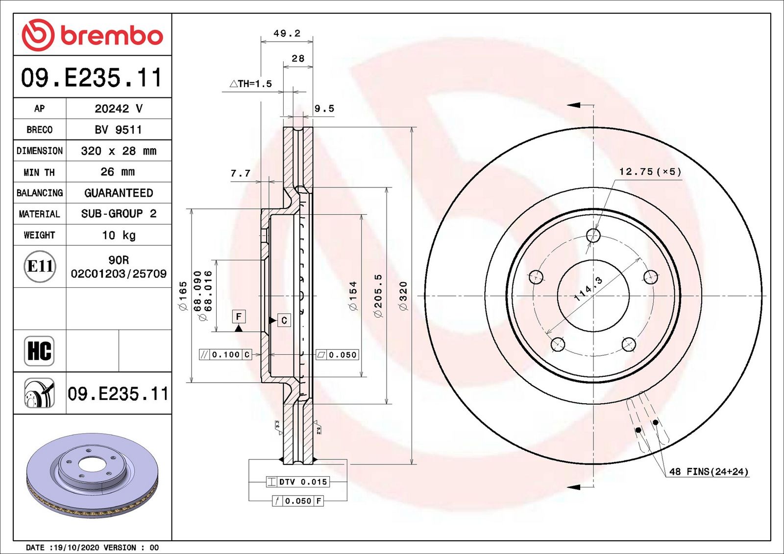 09e23511 Brembo Тормозной диск