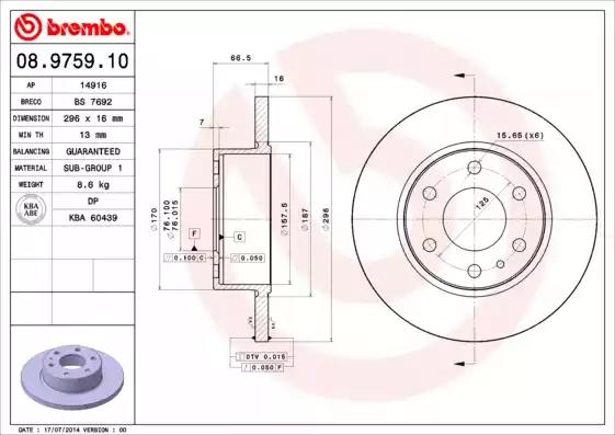 08.9759.10 Brembo Тормозной диск для Iveco Daily IV