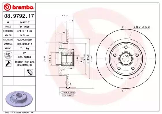 08.9792.17 Brembo Тормозной диск