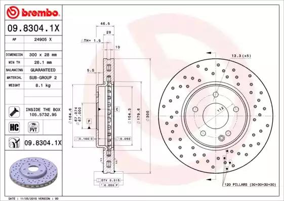 0983041X Brembo Тормозной диск
