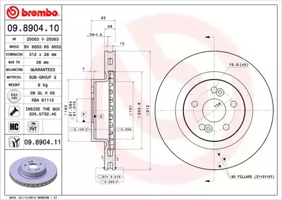 09890411 Brembo Тормозной диск