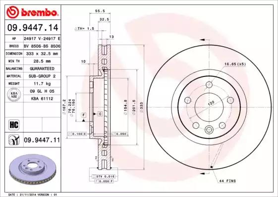 09944711 Brembo Гальмівний диск