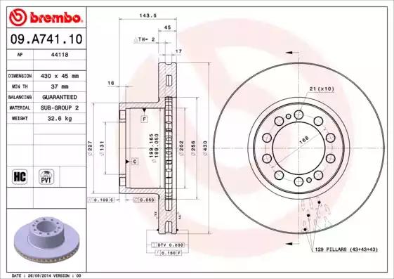 09A74110 Brembo Гальмівний диск