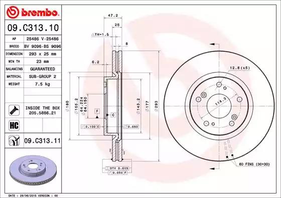 09C31311 Brembo Тормозной диск