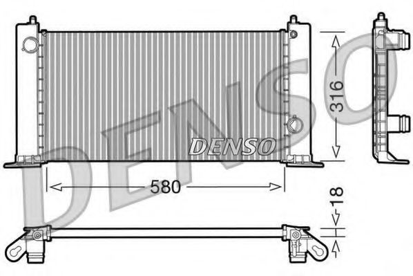 DRM09120 Denso Радиатор охлаждения двигателя для Fiat Stilo