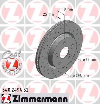 540.2494.52 Zimmermann Тормозной диск для Suzuki Grand Vitara
