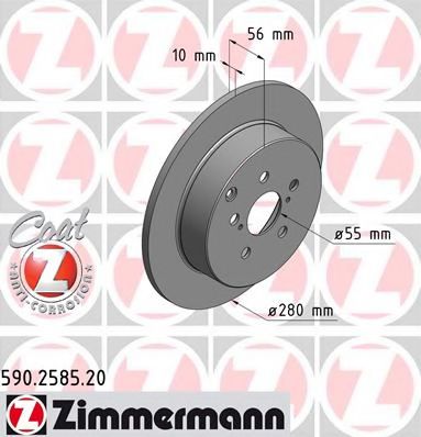 590.2585.20 Zimmermann Гальмівний диск для Toyota Avensis