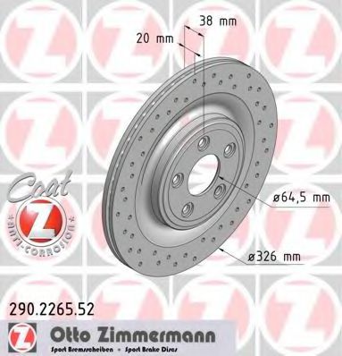 290.2265.52 Zimmermann Тормозной диск