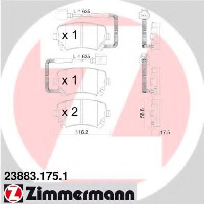 23883.175.1 Zimmermann Гальмівні колодки для Volkswagen Phaeton