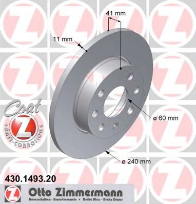 430.1493.20 Zimmermann Гальмівний диск для Opel Corsa