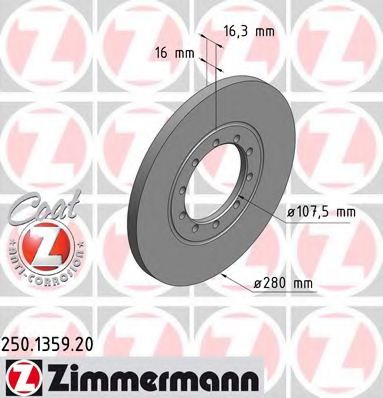 250.1359.20 Zimmermann Тормозной диск для Ford Transit