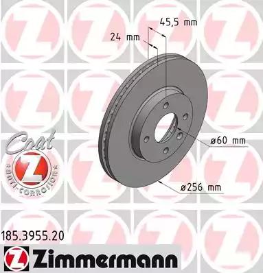185395520 Zimmermann Гальмівний диск для Chevrolet Aveo