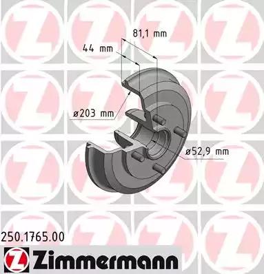 250.1765.00 Zimmermann Гальмівний барабан для Ford Focus