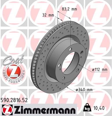 590281652 Zimmermann Гальмівний диск для Toyota Land Cruiser